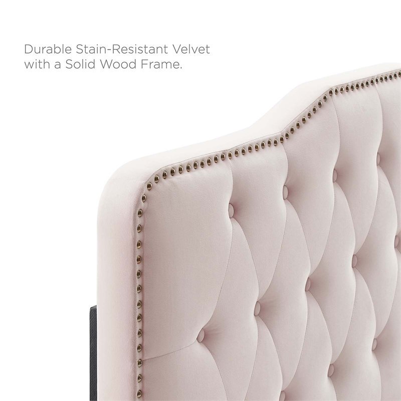 Pemberly Row Tufted Performance Velvet Twin Headboard in Pink