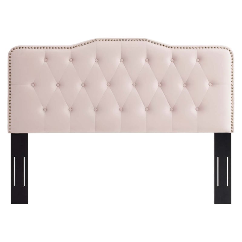 Pemberly Row Tufted Performance Velvet Twin Headboard in Pink