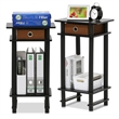 Pemberly Row Set fo 2 Turn-N-Tube Wood Tall End Table with Bin in Espresso/Brown