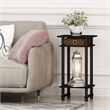 Pemberly Row Set fo 2 Turn-N-Tube Wood Tall End Table with Bin in Espresso/Brown