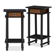 Pemberly Row Set fo 2 Turn-N-Tube Wood Tall End Table with Bin in Espresso/Brown