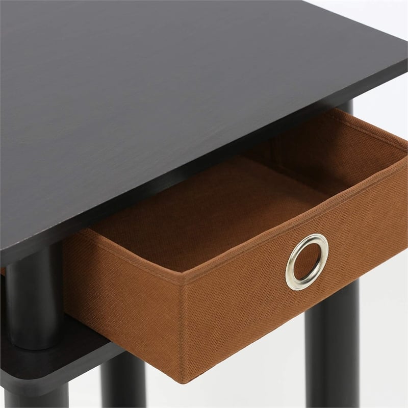 Pemberly Row Set fo 2 Turn-N-Tube Wood Tall End Table with Bin in Espresso/Brown