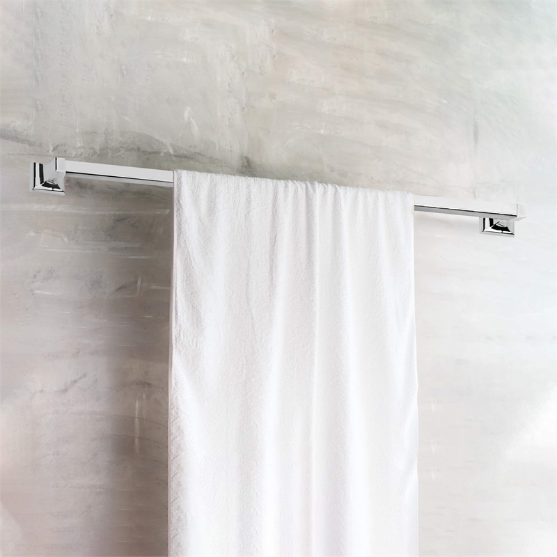 Pemberly Row Traditional Metal Towel Bar in Polished Chrome/Silver