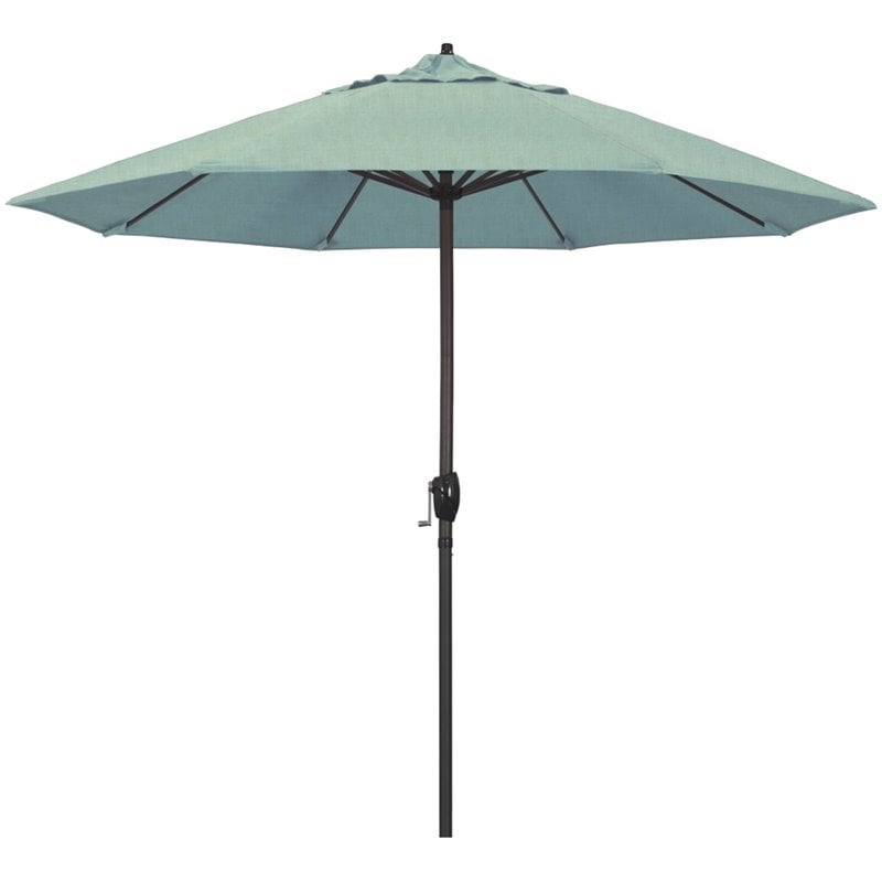 Pemberly Row Contemporary 9' Tilt Crank Lift Patio Umbrella in Spa
