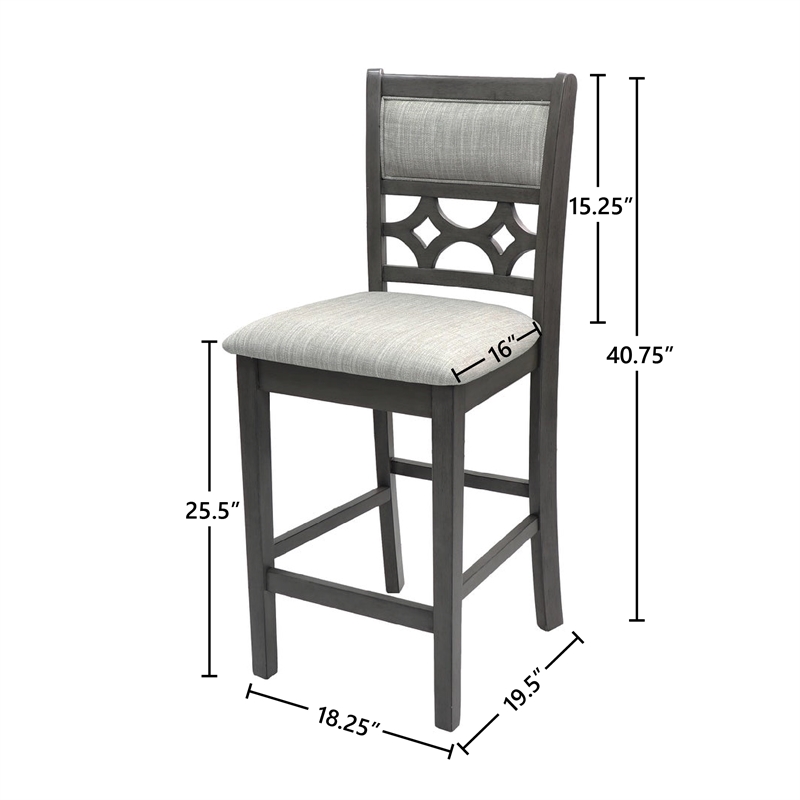 Pemberly Row 5-Piece Transitional Wood Counter Set in Gray Finish