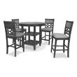 Pemberly Row 5-Piece Transitional Wood Counter Set in Gray Finish