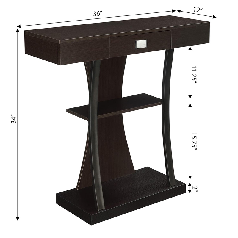 Pemberly Row Transitional Console Table in Espresso Wood Finish