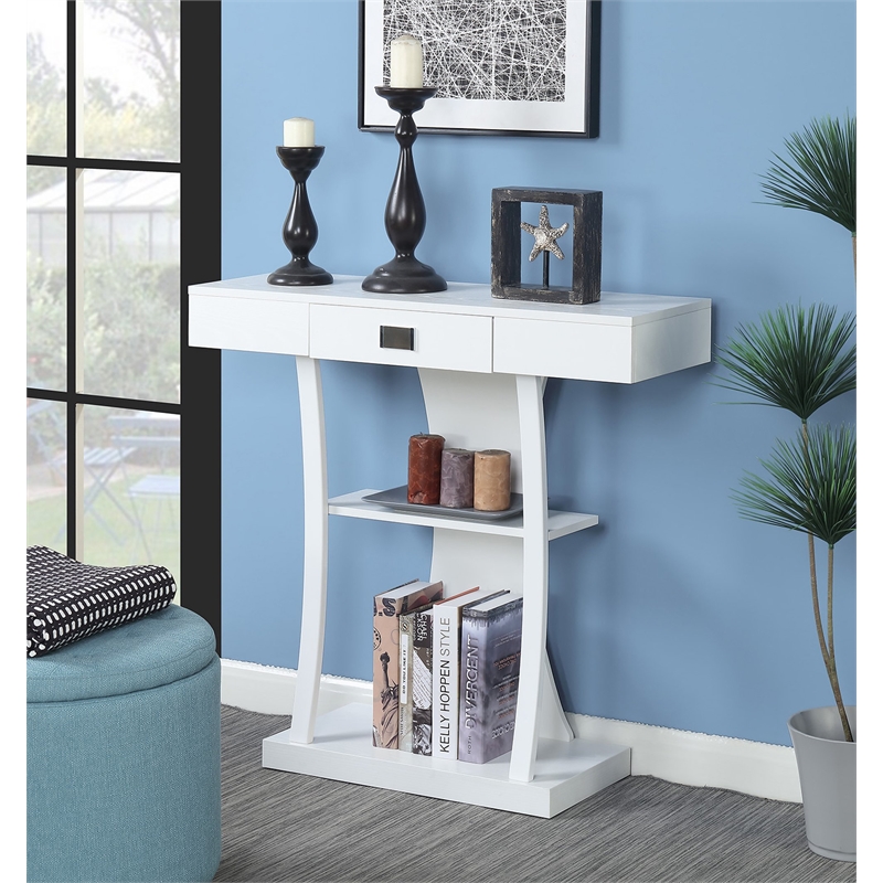 Pemberly Row Transitional Console Table in White Wood Finish