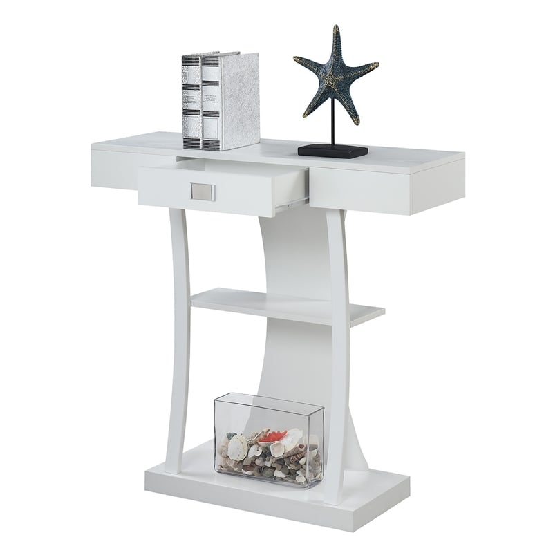 Pemberly Row Transitional Console Table in White Wood Finish