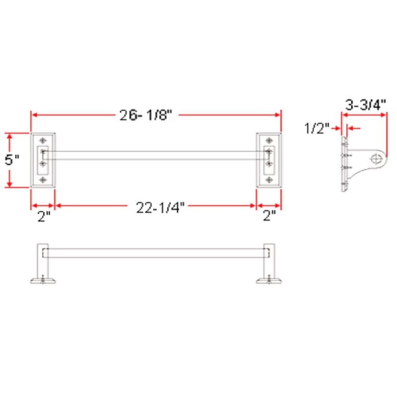 Pemberly Row 24 in. Wood Towel Bar for Bath and Kitchen in Honey Oak