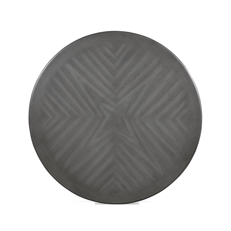 Pemberly Row 5-Piece Round Wood & Fabric Counter Set in Gray