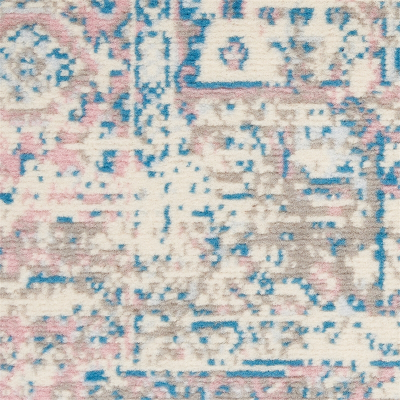 Pemberly Row 6' x 9' White and Pink Fabric Vintage Area Rug (6' x 9')