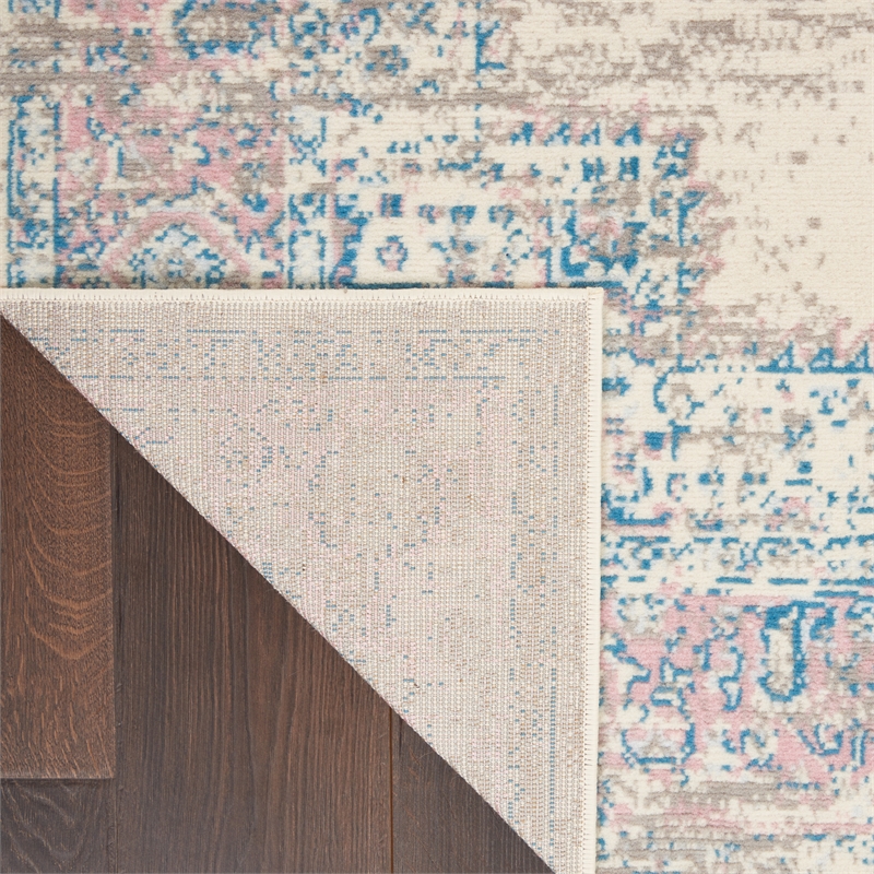 Pemberly Row 6' x 9' White and Pink Fabric Vintage Area Rug (6' x 9')