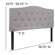 Pemberly Row Contemporary Tufted Full Panel Headboard in Light Gray
