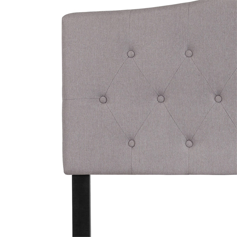 Pemberly Row Contemporary Tufted Full Panel Headboard in Light Gray