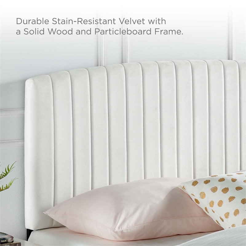 Pemberly Row Modern Performance Velvet Twin Headboard in White