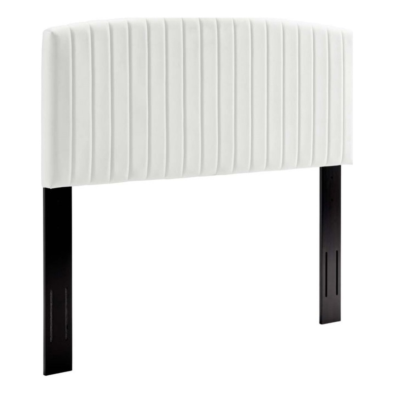 Pemberly Row Modern Performance Velvet Twin Headboard in White