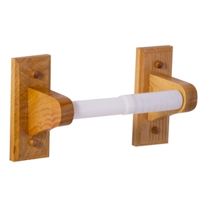 Pemberly Row Traditional Double-Post Wood Toilet Paper Holder in Oak
