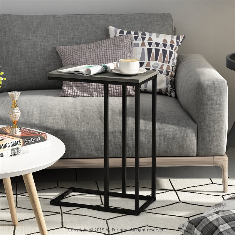 Pemberly Row Engineered Wood Living Sofa Side Table in French Oak Gray