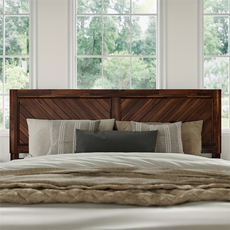 Pemberly Row Canyon King Wood Headboard in Barnwood