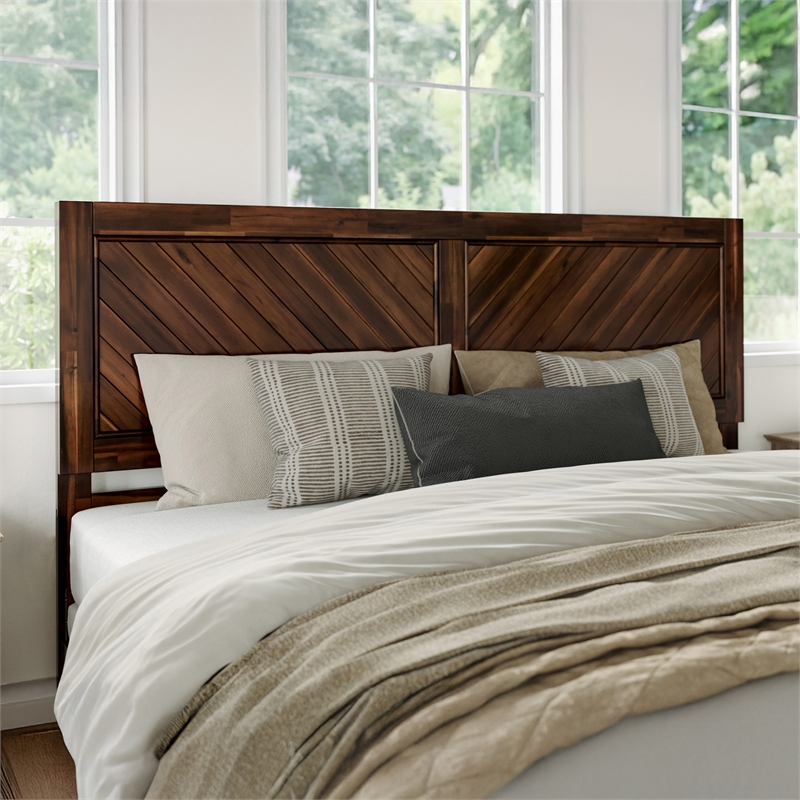 Pemberly Row Canyon King Wood Headboard in Barnwood