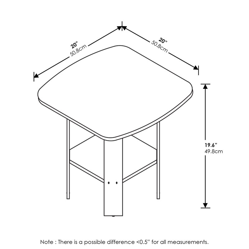 Pemberly Row Engineered Wood Simple Design End Table in Walnut/Black