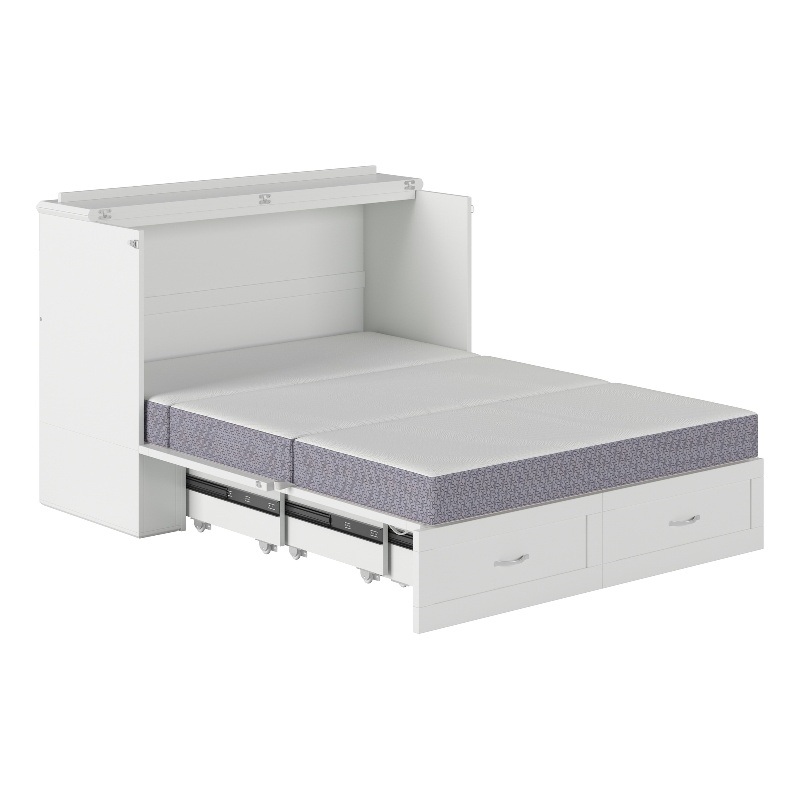 Pemberly Row Full Solid Wood Murphy Bed Chest with Built-In Charger in White