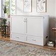 Pemberly Row Full Solid Wood Murphy Bed Chest with Built-In Charger in White