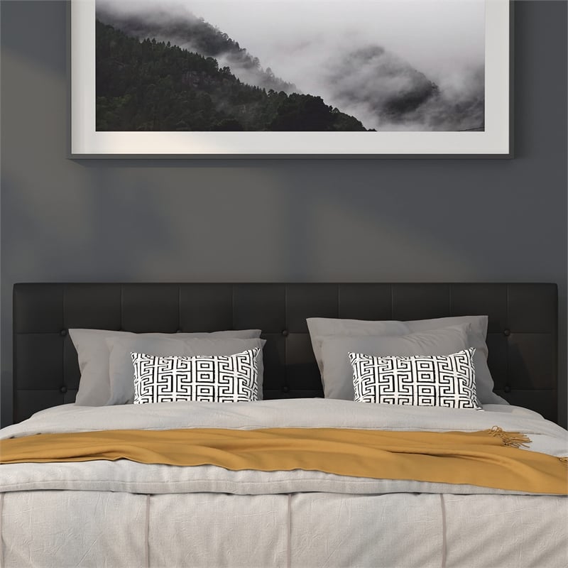 Pemberly Row Contemporary Upholstered King Panel Headboard in Gray