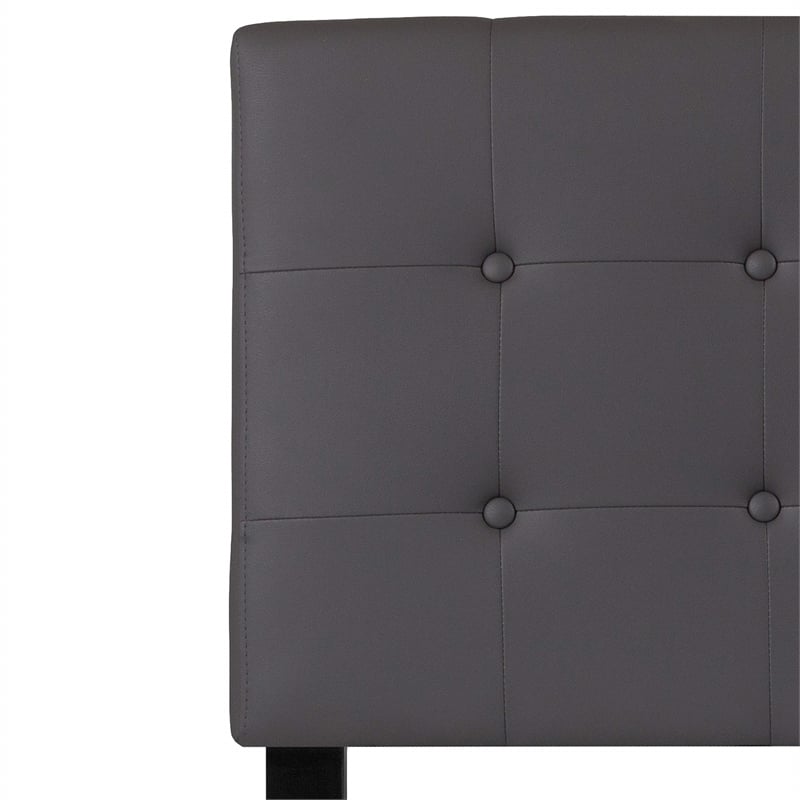 Pemberly Row Faux Leather Tufted Twin Panel Headboard in Gray