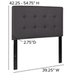Pemberly Row Faux Leather Tufted Twin Panel Headboard in Gray