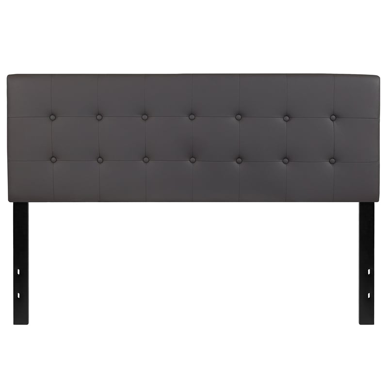 Pemberly Row Contemporary Upholstered Queen Panel Headboard in Gray