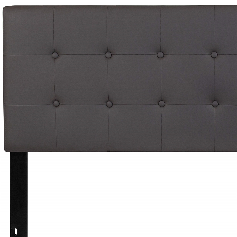 Pemberly Row Contemporary Upholstered Queen Panel Headboard in Gray