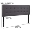 Pemberly Row Contemporary Upholstered Queen Panel Headboard in Gray