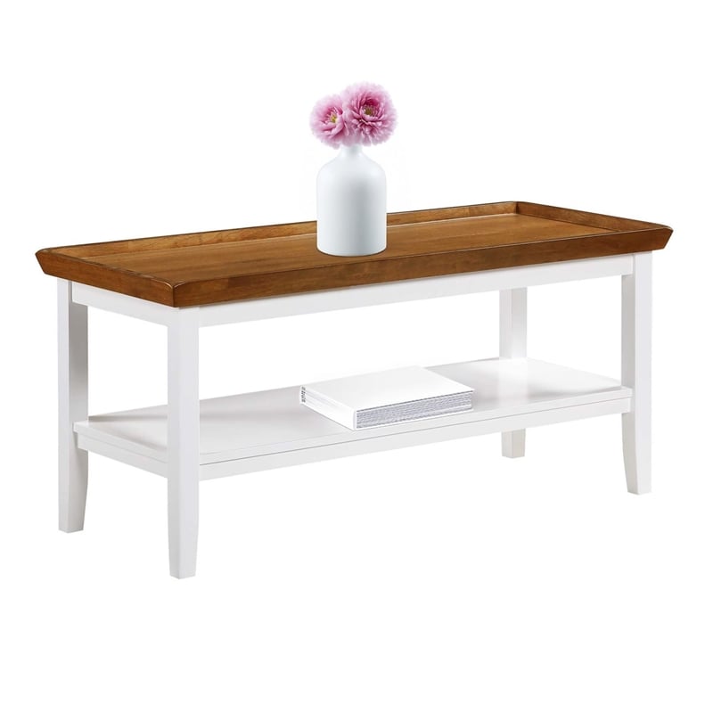 Pemberly Row Driftwood Ledgewood Coffee Table in White Wood Finish