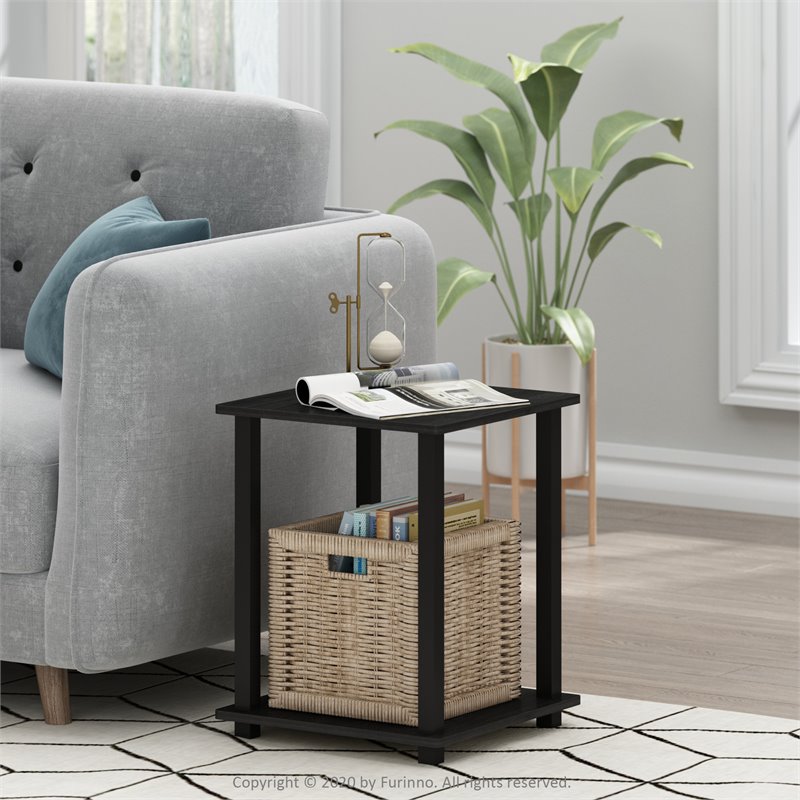 Pemberly Row Engineered Wood Simplistic End Table in Americano Black (Set of 2)