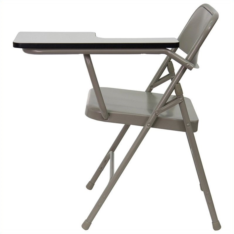 Pemberly Row Premium Steel Folding Chair with Left Hand Tablet Arm