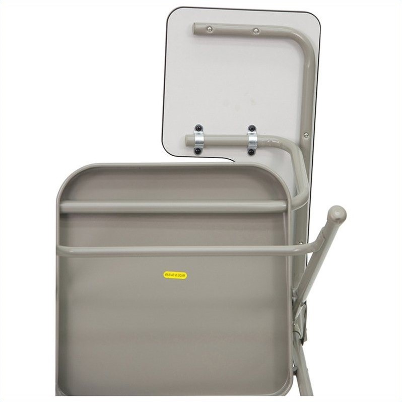 Pemberly Row Premium Steel Folding Chair with Left Hand Tablet Arm