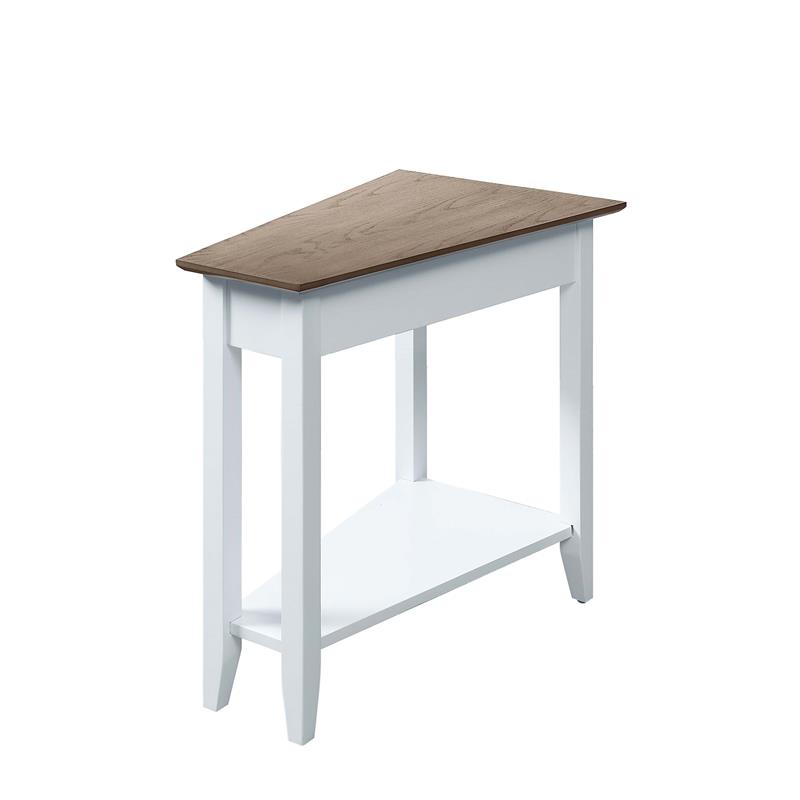 Pemberly Row Transitional Wedge End Table in White Wood Finish