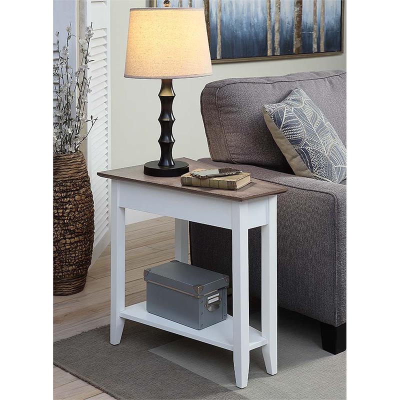 Pemberly Row Transitional Wedge End Table in White Wood Finish