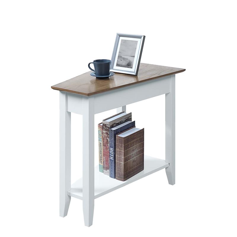 Pemberly Row Transitional Wedge End Table in White Wood Finish