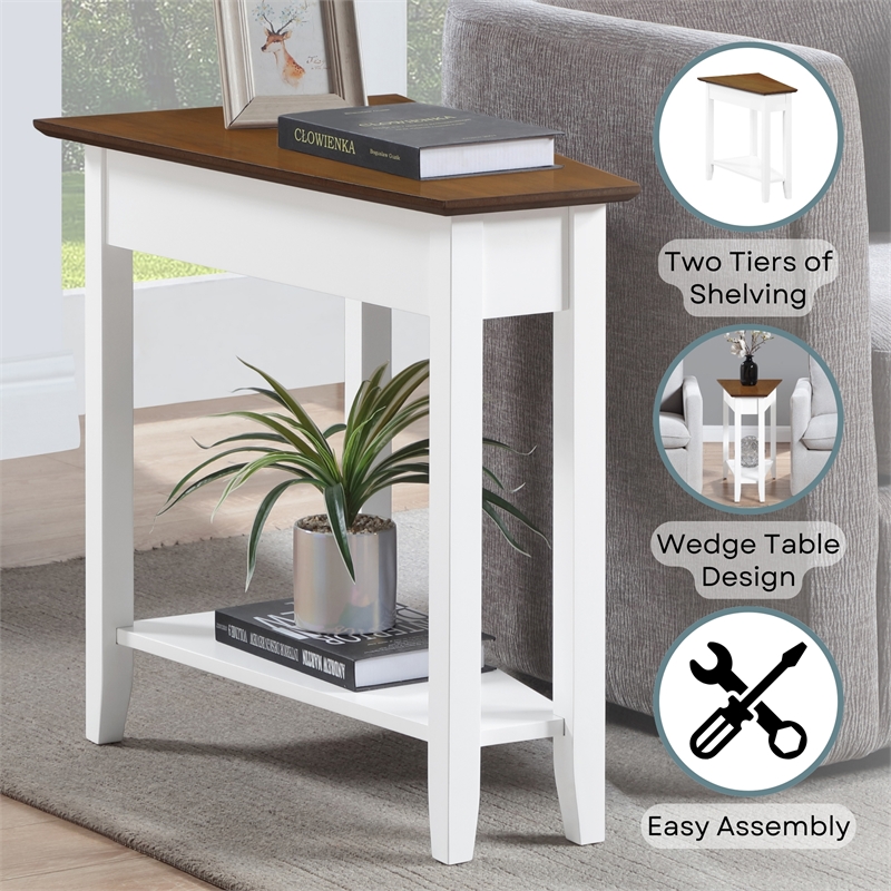 Pemberly Row Transitional Wedge End Table in White Wood Finish