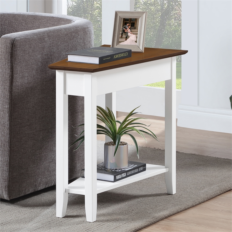 Pemberly Row Transitional Wedge End Table in White Wood Finish