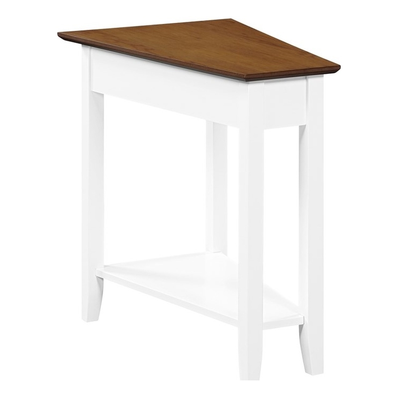 Pemberly Row Transitional Wedge End Table in White Wood Finish