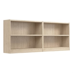 Pemberly Row Small 2 Shelf Bookcase Set in Natural Elm - Engineered Wood