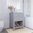 Pemberly Row 24 Inch Bathroom Vanity with Modern Carrera Countertop in Gray