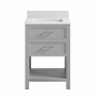 Pemberly Row 24 Inch Bathroom Vanity with Modern Carrera Countertop in Gray