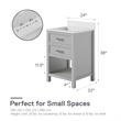 Pemberly Row 24 Inch Bathroom Vanity with Modern Carrera Countertop in Gray