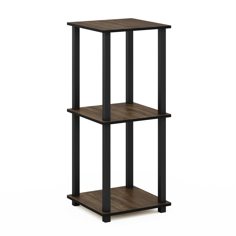 Pemberly Row Engineered Wood Simplistic End Table in Walnut/Black (Set of 2)