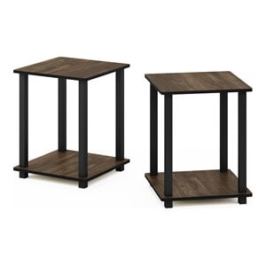 Pemberly Row Engineered Wood Simplistic End Table in Walnut/Black (Set of 2)